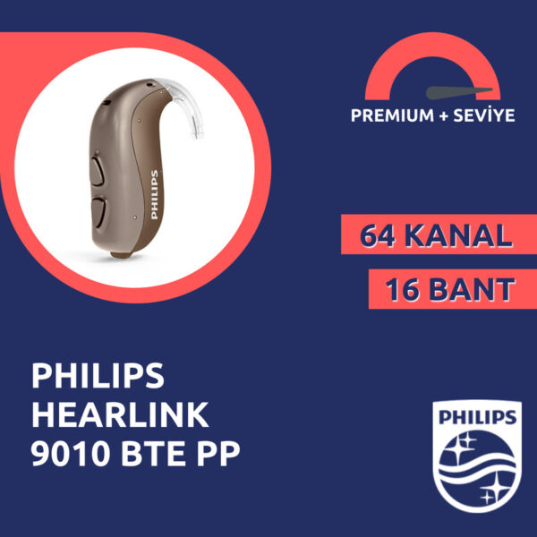 Philips Hearlink 9010 BTE PP kulak arkası Danimarka üretimi premium işitme cihazı emy işitme